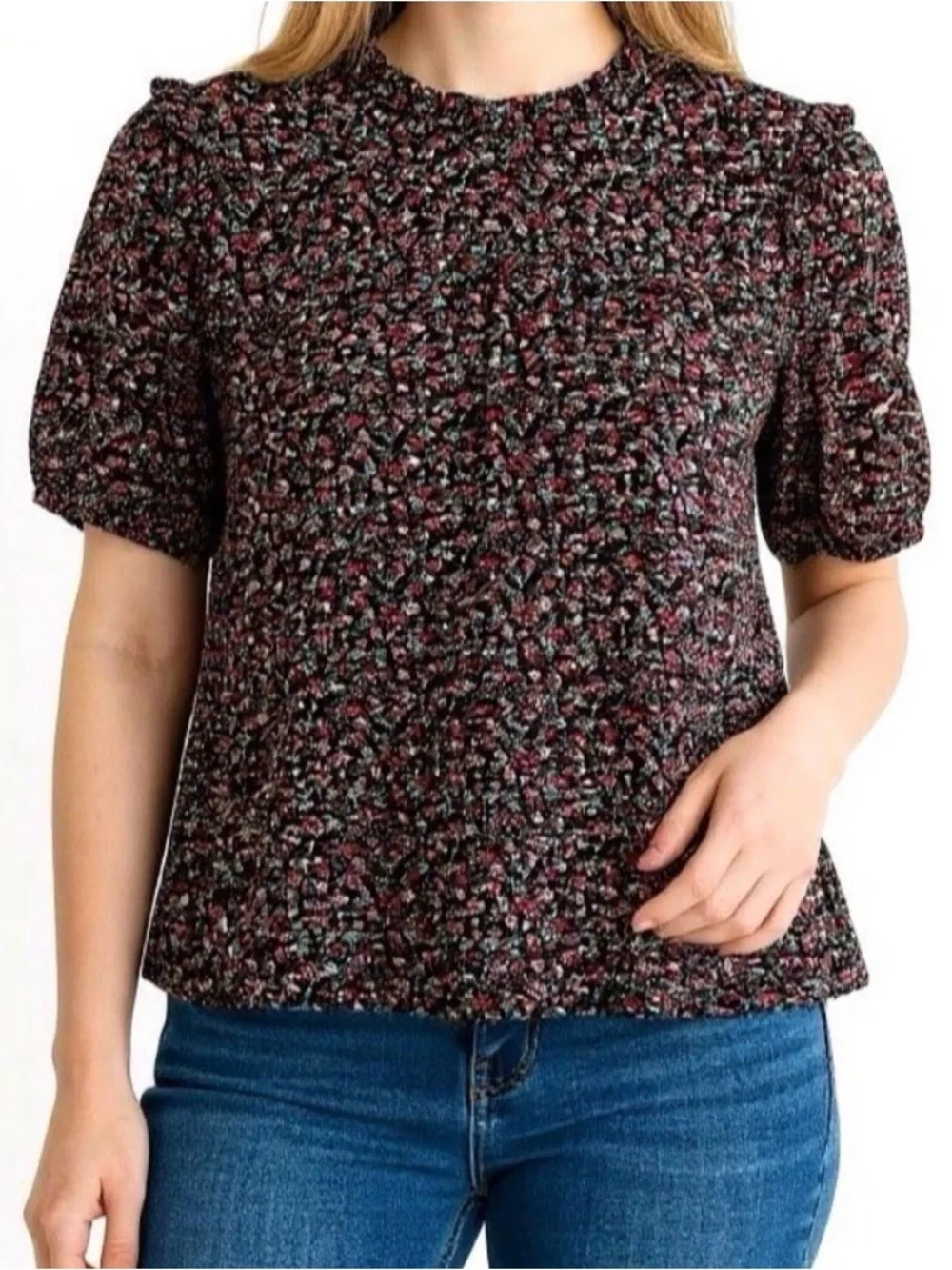 Madewell Puff Sleeve Floral Blouse in Field Walk Floral EUC